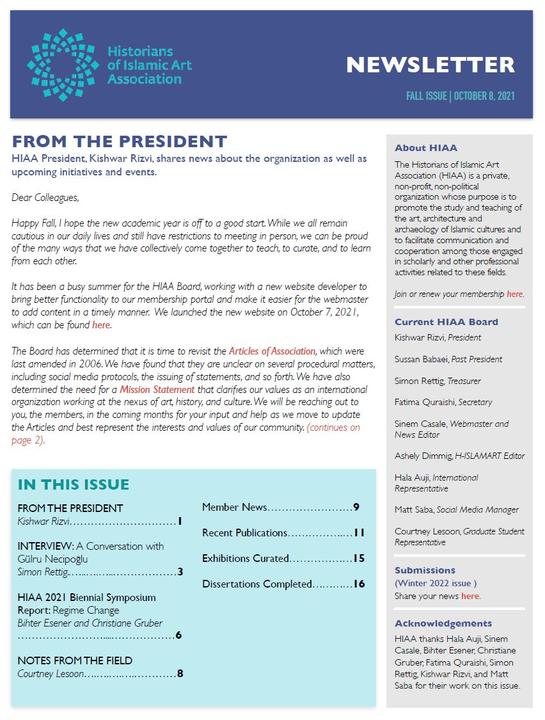 HIAA Newsletter Fall 2021 cover